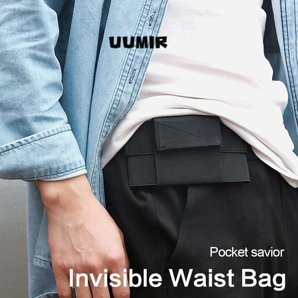 กระเป๋าคาดเอว UUMIR กระเป๋าใส่เข็มขัดคาดเอวที่มองไม่เห็นแบบพกพา กระเป๋าใส่เข็มขัดกีฬาสีดําที่ทนทาน ก
