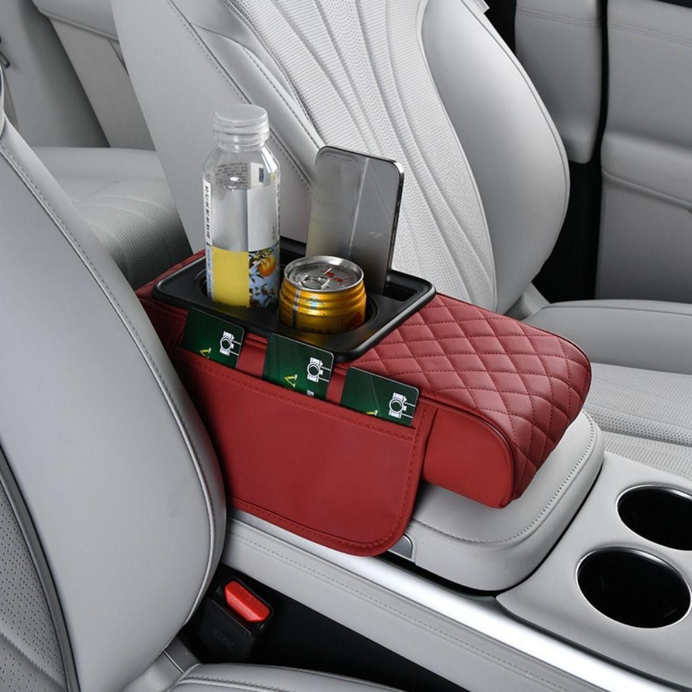 🚗Rinabonsiny (ตั้งค่าโครงการ)ที่เท้าแขนคอนโซลกลางพร้อมที่วางแก้ว เบาะหนัง ทนทาน มัลติฟังก์ชั่น เพิ่มความสูง กล่องเก็บของในรถ - รูปที่ 5