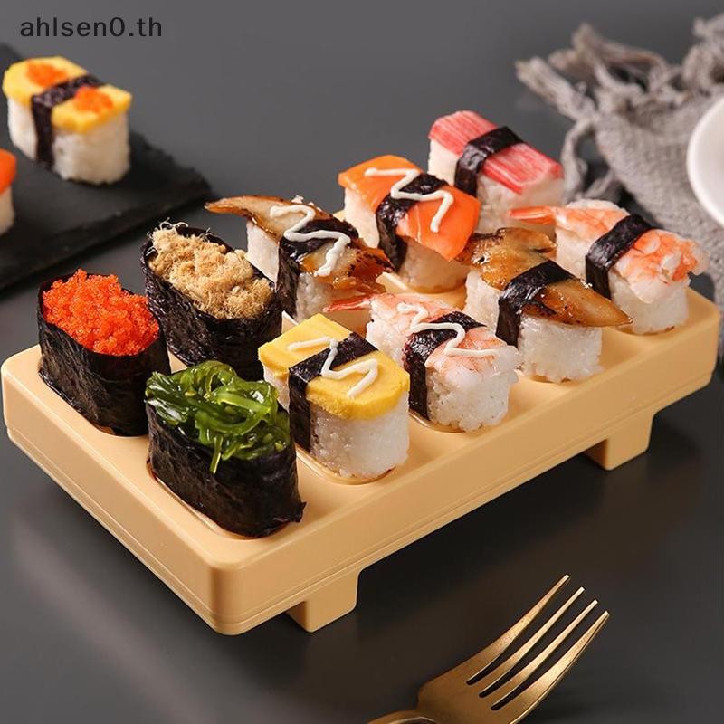 Ahlsen0 ซูชิกดแม่พิมพ์รูปสี่เหลี่ยมผืนผ้า Musubi Maker กด 10 In 1 ญี่ปุ่น Onigiri ซูชิ Nigiri ข้าวแม่พิมพ์ DIY เครื่องทําซูชิชุด th