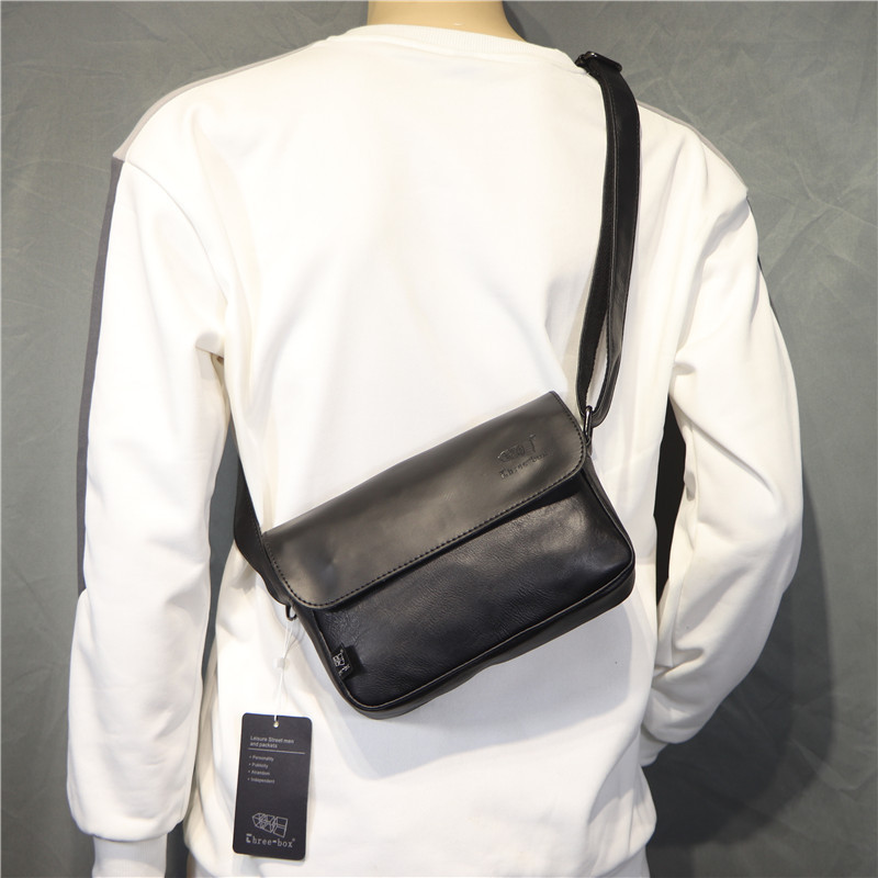 Three Box Simple Flap Mens Bag Fashion Trend Mens Shoulder Backpack Retro Japanese Trend Mobile Phon