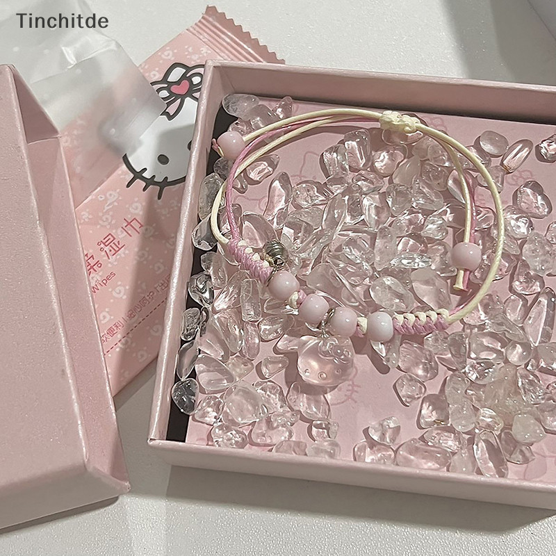 [Tinchitde] Kawaii Hello Kitty สร้อยข้อมือสร้อยข้อมือถักโชคดีหวานน่ารักแมวจี้สร้อยข้อมือทอสําหรับเพื่อนที่ดีเครื่องประดับคู่ของขวัญ [ที่ต้องการ]