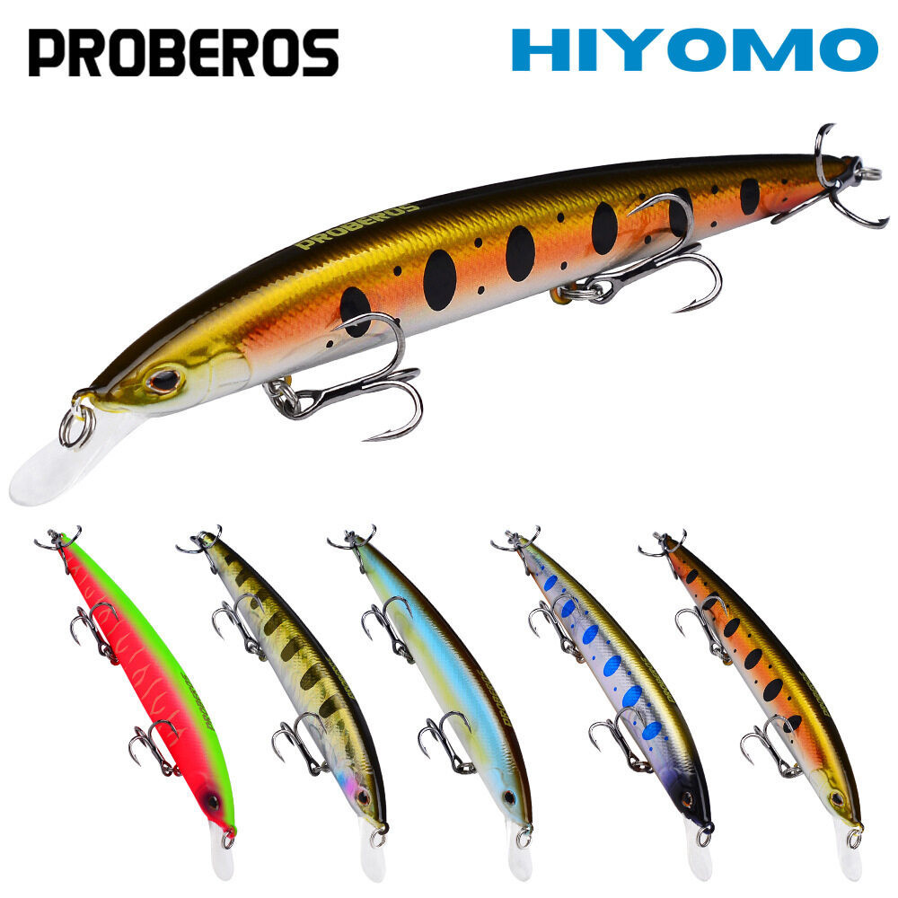Proberos 1PCS Minnow Lure เหยื่อตกปลาลอยเหยื่อ 11.5 ซม.15 ซม.หล่อ Hard Lure ปลาปลอมน้ําจืดน้ําเค็ม Fishing Tackle สําหรับ SEBARAU BASS