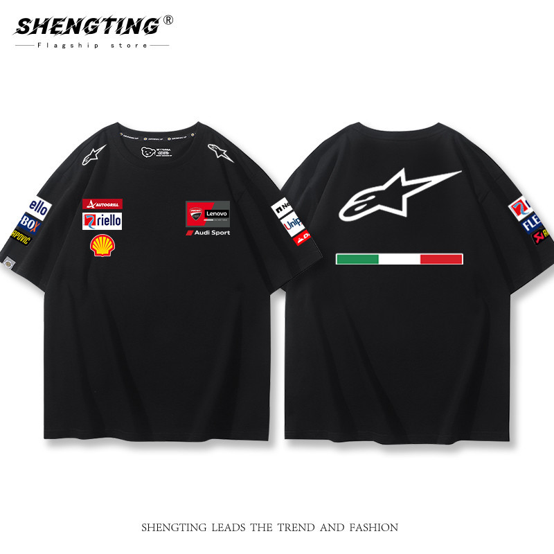 พร้อมส่ง เสื้อยืดแขนสั้น ผ้าฝ้ายแท้ พิมพ์ลายรถจักรยานยนต์ DUCATI แฟชั่นฤดูร้อน สําหรับผู้ชาย