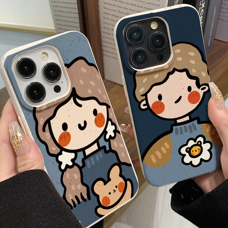 สำหรับ iPhone 11 13 For เคสไอโฟน14 15 12 Pro Max X XR XS MAX 6 7 8 14 15 Plus 12 13 MINI การ์ตูนคู่รักรุ่น กรณีกันกระแทก