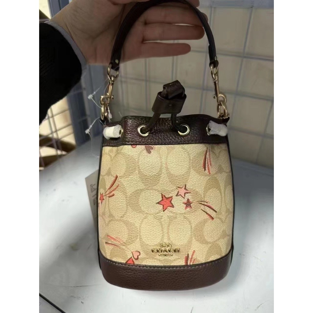 Mini Dempsey Bucket Bag CK524 มินิ ผู้หญิง กระเป๋าสะพายข้าง Coac h กระเป๋า ขนาดเล็ก หนังแท้