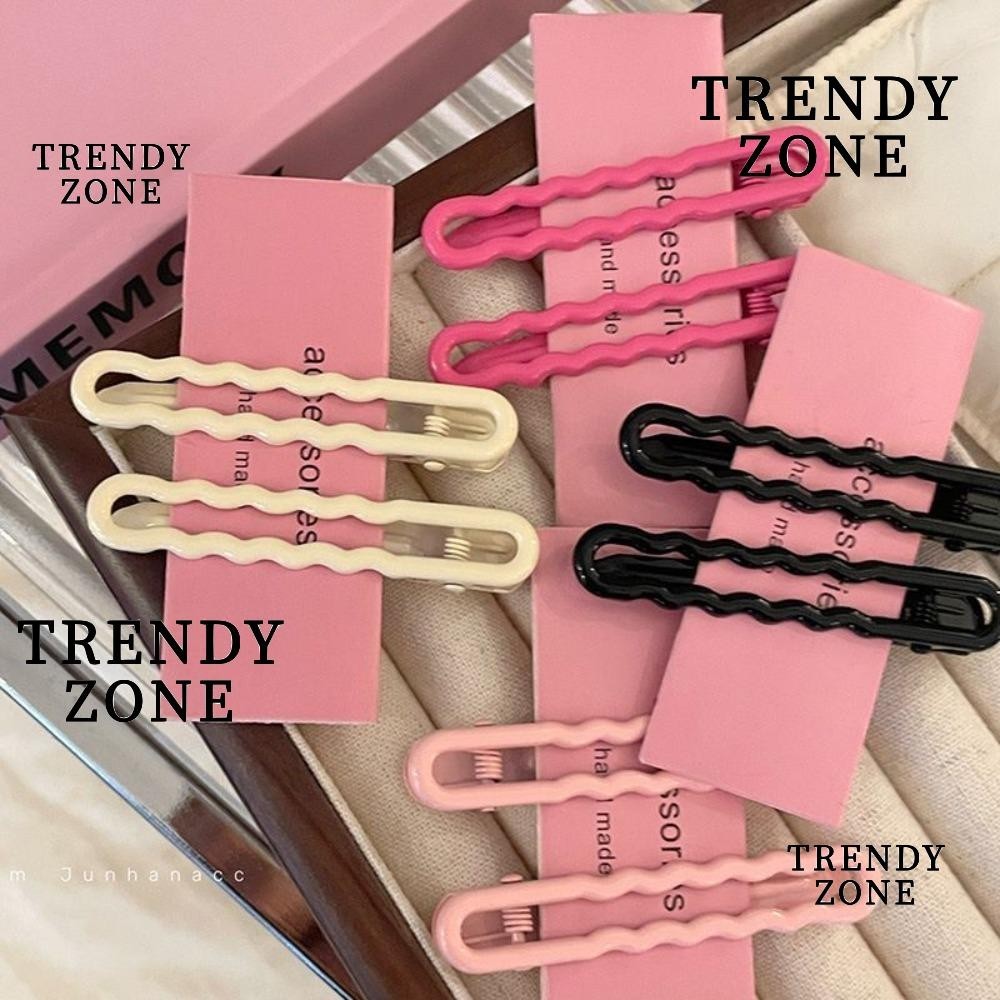 Trendyzone กิ๊บติดผมน่ารัก สีแคนดี้ โลหะผสม สีพื้น ด้านข้างหยัก เครื่องประดับผม