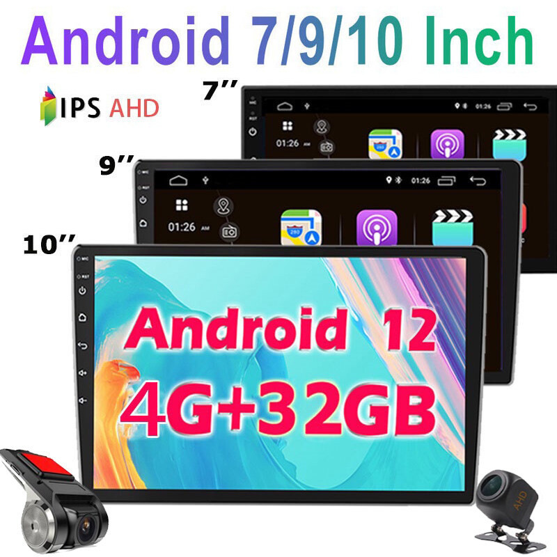 (หน้าจอสัมผัส 4G + 32G IPS) 7/9/10 นิ้ว Android Player 2 Din บลูทู ธ รถวิทยุมัลติมีเดียเครื่องเล่นวิดีโอ Wifi GPS งานรื่นเริงกล้อง Dash Cam