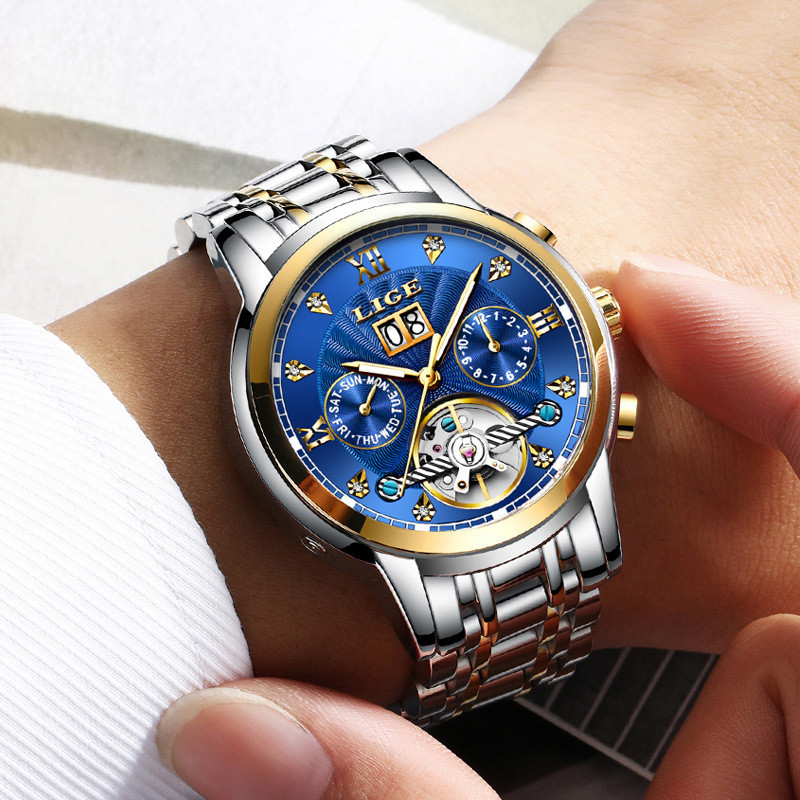 Lige Brand Watch LG9909 นาฬิกาข้อมือ มัลติฟังก์ชั่น กันน้ํา ระดับไฮเอนด์ สําหรับผู้ชาย