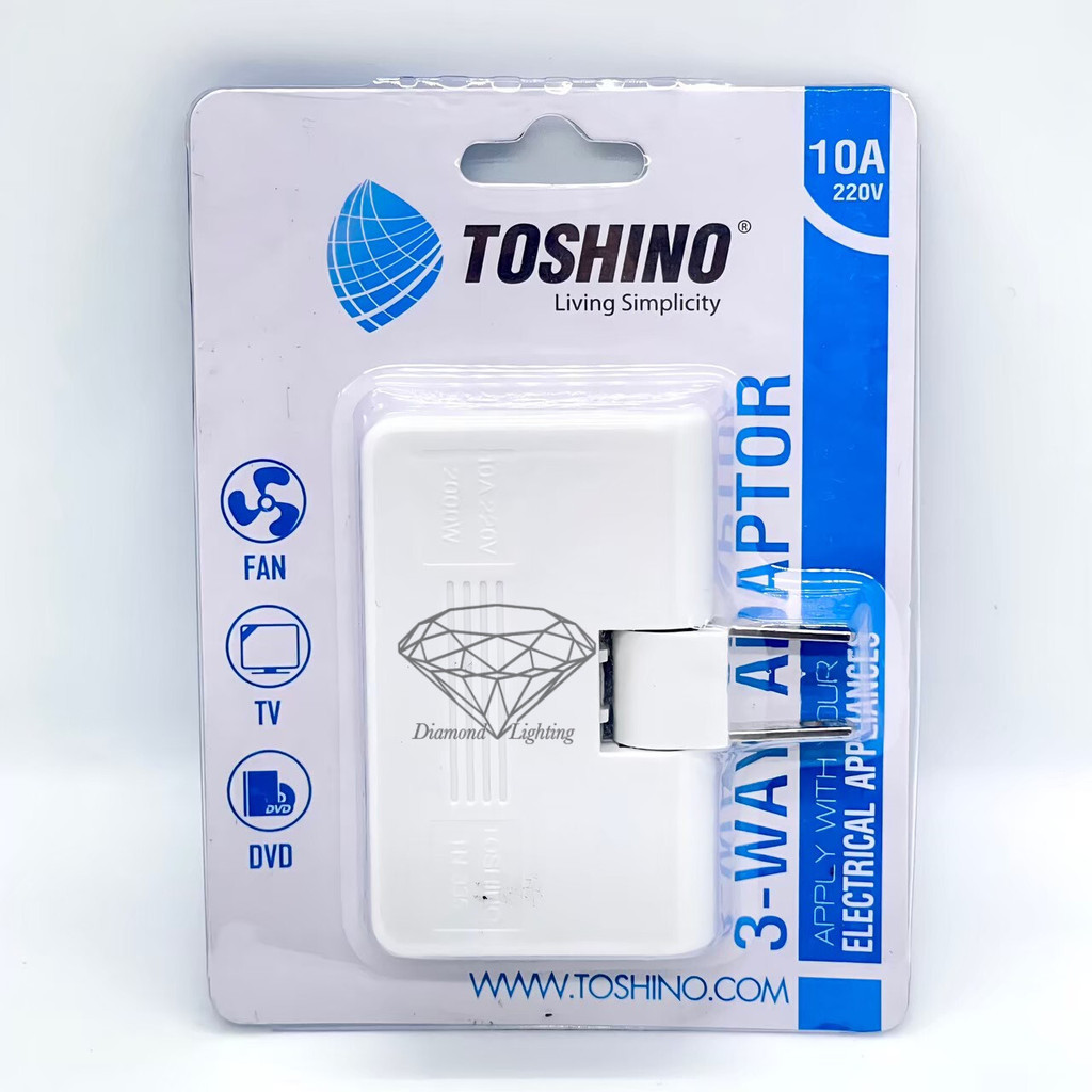 ปลั๊กพับได้ 3-WAY ADAPTOR เสียบได้ทั้ง ขากลม และ ขาแบน ยี่ห้อ Toshino รุ่น TN-335 ราคาส่ง 5 ตัว 125.- (ตัวละ 25)