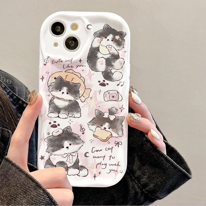 [ราคาโปรโมชั่น] เคสลูกแมวน่ารักกันกระแทกสำหรับ iPhone 11 13 14 15 12 Pro Max 7 8 14 15 Plus X XR XS Max 12 13 Mini
