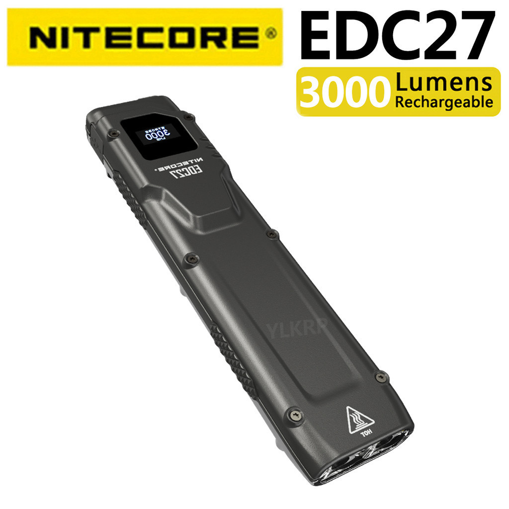 Nitecore ไฟฉายยุทธวิธี 3000 Lumens EDC27 พร้อมเชือกมือ และ USB ภายในแพ็คเกจ