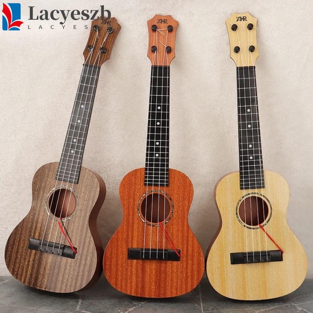Lacyeszb เครื่องดนตรีอูคูเลเล่จําลอง 4 สาย ปรับได้ ของเล่นสําหรับเด็ก