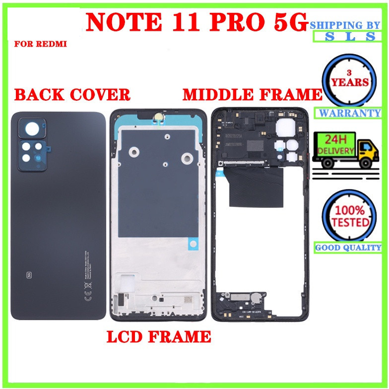 กรอบหน้าจอ LCD ด้านหน้า และด้านหลัง พร้อมแบตเตอรี่ สําหรับ Xiaomi Redmi Note 11 Pro 5G