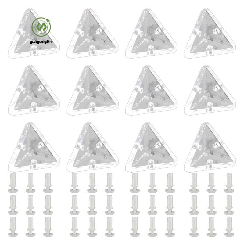 [gangong1kr] ตัวยึดมุมอะคริลิค 12 ชิ้น พร้อมสกรูกึ่งโปร่งใส 3 รู