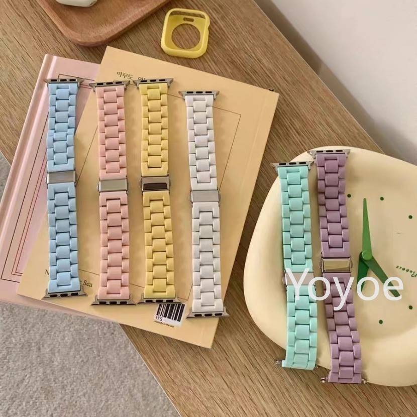สายนาฬิกาข้อมือเรซิ่น สีแคนดี้ สําหรับ Apple Watch Ultra 2 Series 9 49 มม. 45 มม. 44 มม. 41 มม. Iwatch SE 8 7 6 5 4 3 40 มม. 42 มม. 38 มม.