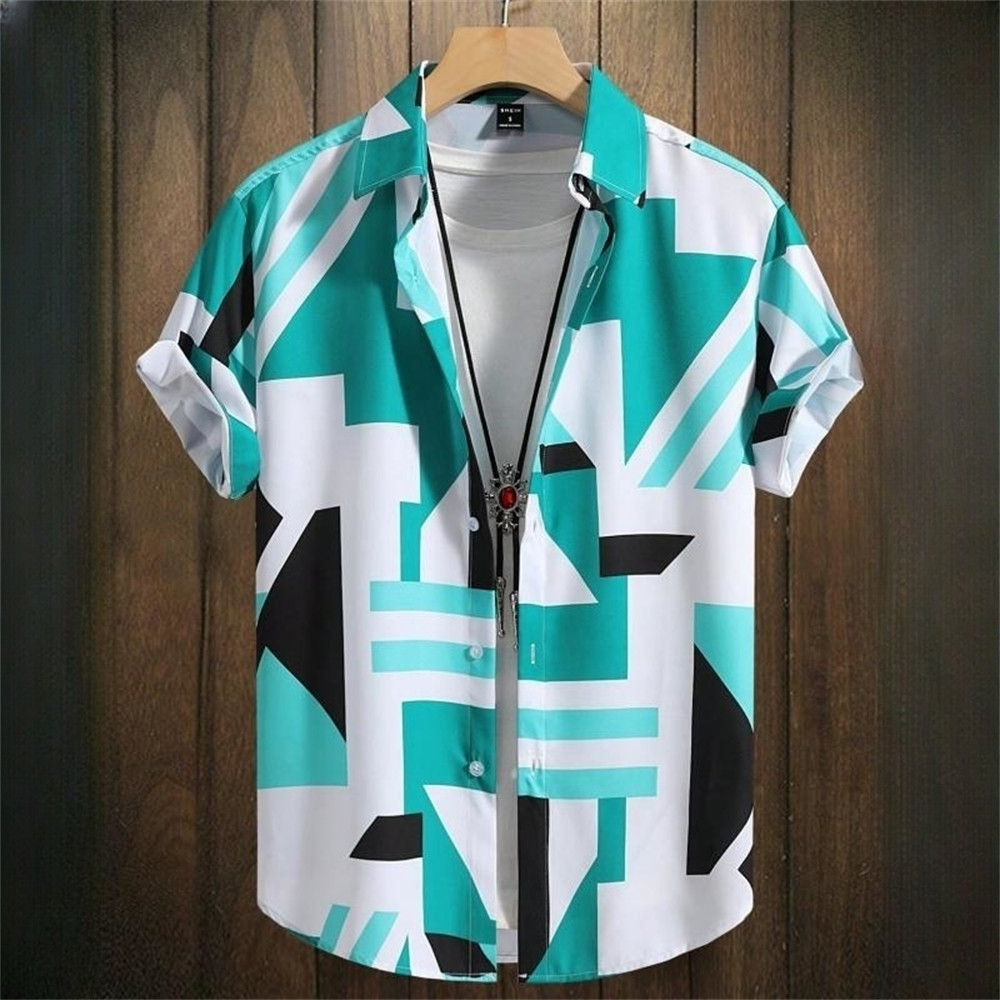 เสื้อเชิ้ตแขนสั้น พิมพ์ลาย 3 มิติ แบบเรียบง่าย คุณภาพสูง สไตล์ฮาวาย เหมาะกับเดินชายหาด สําหรับผู้ชาย