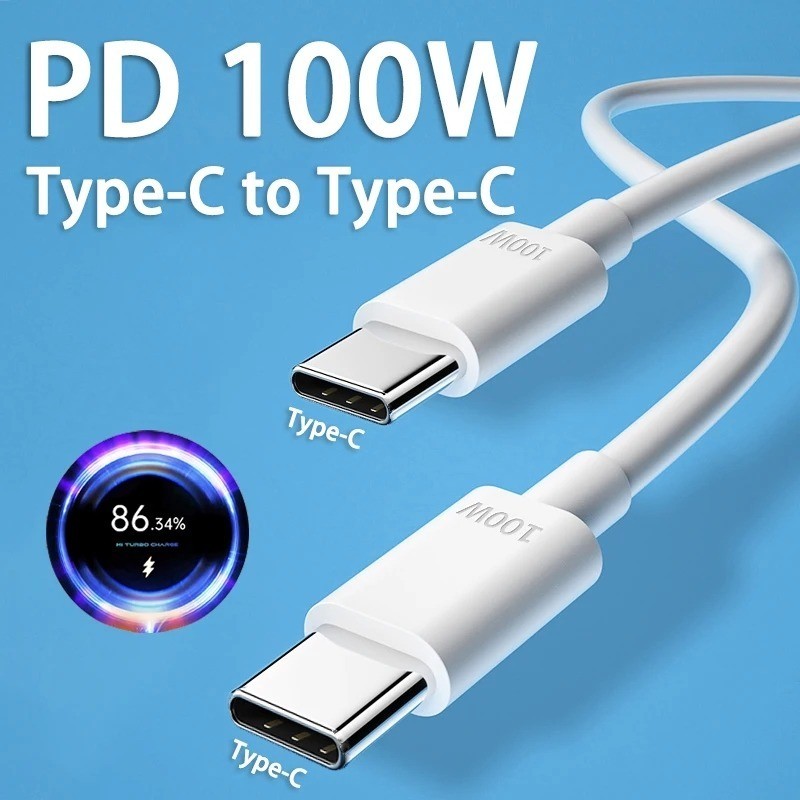 สายชาร์จ USB Type C เป็น USB C 100W สําหรับ Huawei Samsung Xiaomi Macbook iPad และอื่น ๆ 1 1.5 2 ม.