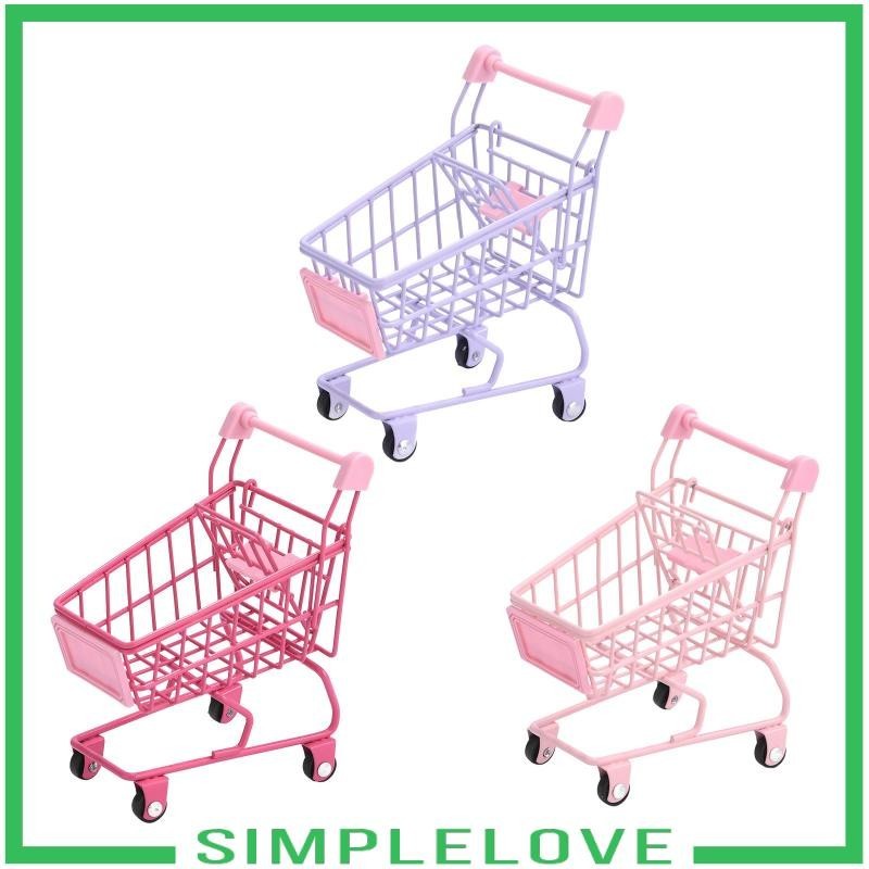 [ รถเข็นช้อปปิ้งขนาดเล็ก Multi-use Girls Gift Dollhouse Decor Trolley Dollhouse