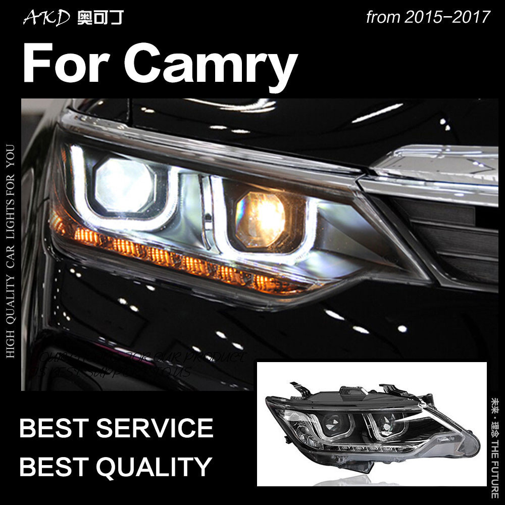 Car Styling for Toyota Camry Headlights 2015-2017 Camry V55 LED Headlight DRL Hid Head Lamp Angel Eye Bi Xenon Accessor