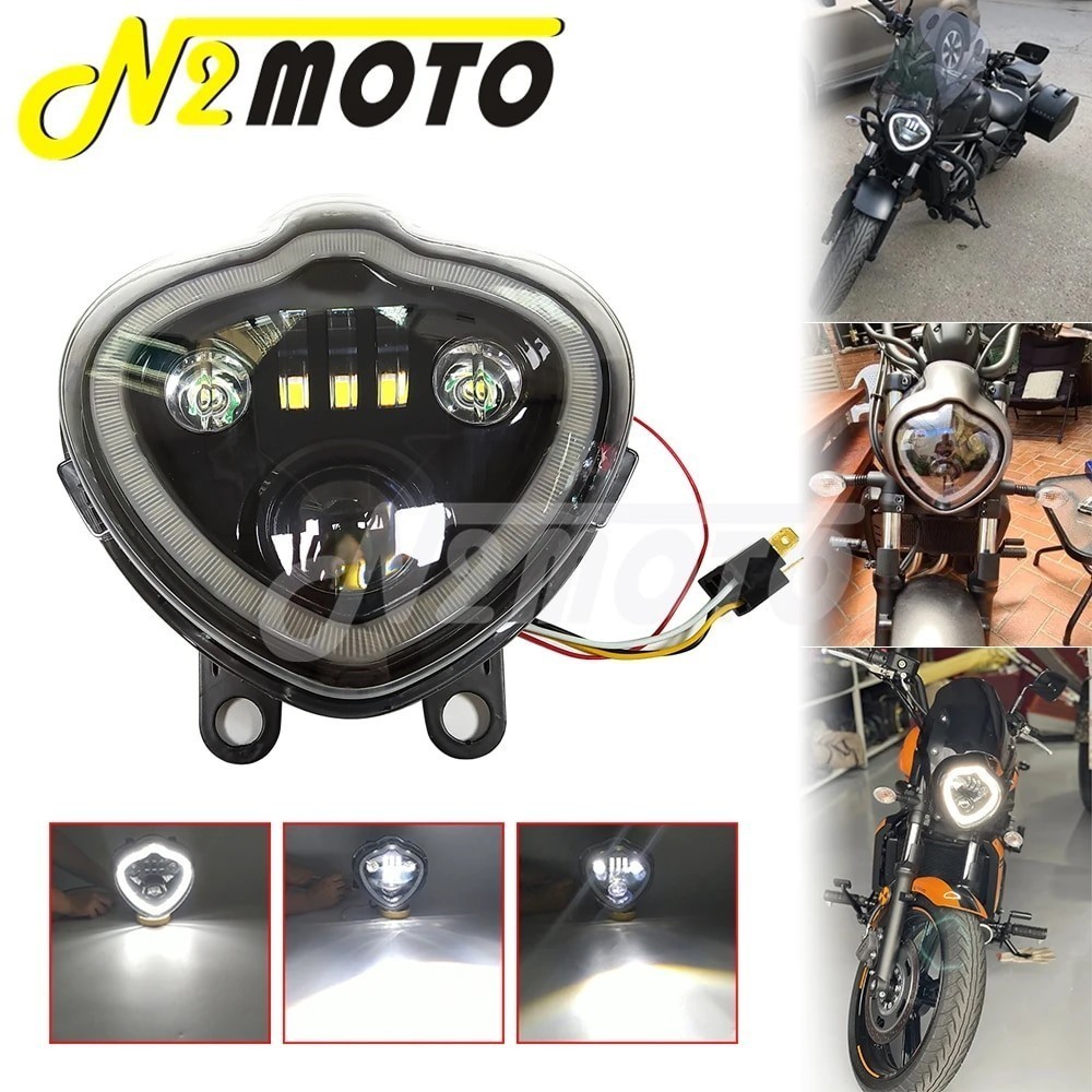 N2 For Kawasaki Vulcan S 650 EN650 2015-2021 Motorcycle 12V LED Headlight Assembly Hi/Lo Beam Headla