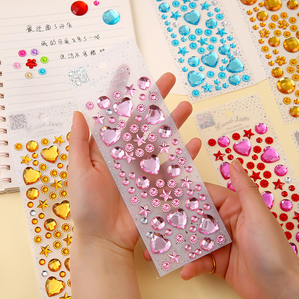 สติกเกอร์พลอยเทียม มีกาวในตัว หลากสีสัน DIY