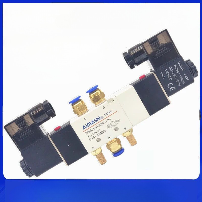 โซลินอยด์วาล์วสามตำแหน่งห้าทาง4v230-08 DC24V 4v330c-10โซลินอยด์วาล์วทิศทาง4v230c-08