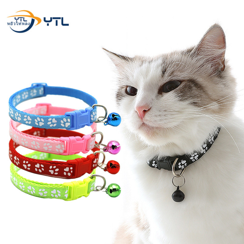 YTL แบบปรับขนาดได้ สำหรับสัตว์เลี้ยง ปลอกคอแมว มีแถบสะท้อนแสง ปลอกคอแมว