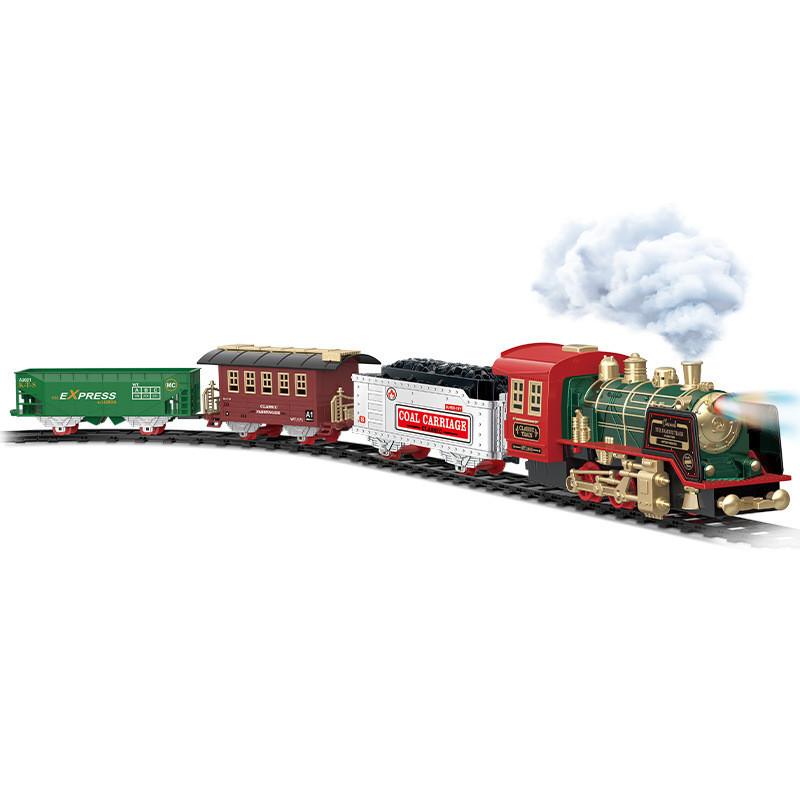 Remote Control Smoke Electric Track Train with Sound and Light Steam Electric Train Set Christmas Gift Toy