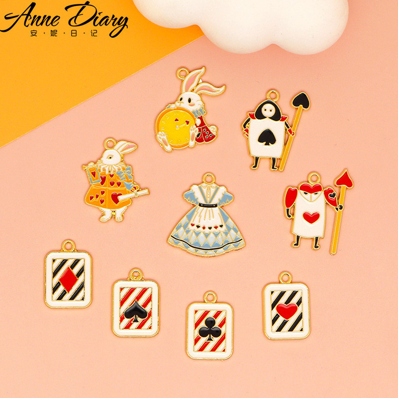 2 ชิ้น/ล็อตอลิซกระต่ายโป๊กเกอร์กระต่ายเคลือบโลหะผสมเคลือบจี้อุปกรณ์เสริม Charms สําหรับผู้หญิง, Key Chain/ต่างหู/สร้อยคอจี้ทําด้วยมือ DIY เครื่องประดับ 127