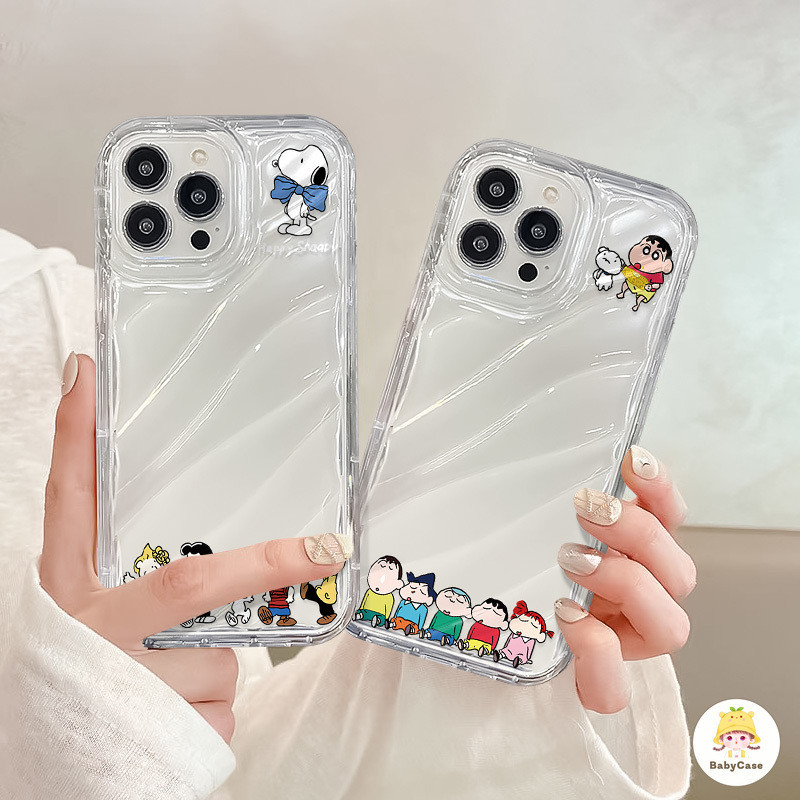 การ์ตูนน่ารัก Crayon Shin-chan Happy Snoopy Soft สำหรับ iPhone 15 11 13 14 12 Pro Max 15 7 14 6 6s 8 Plus XR X XS Max