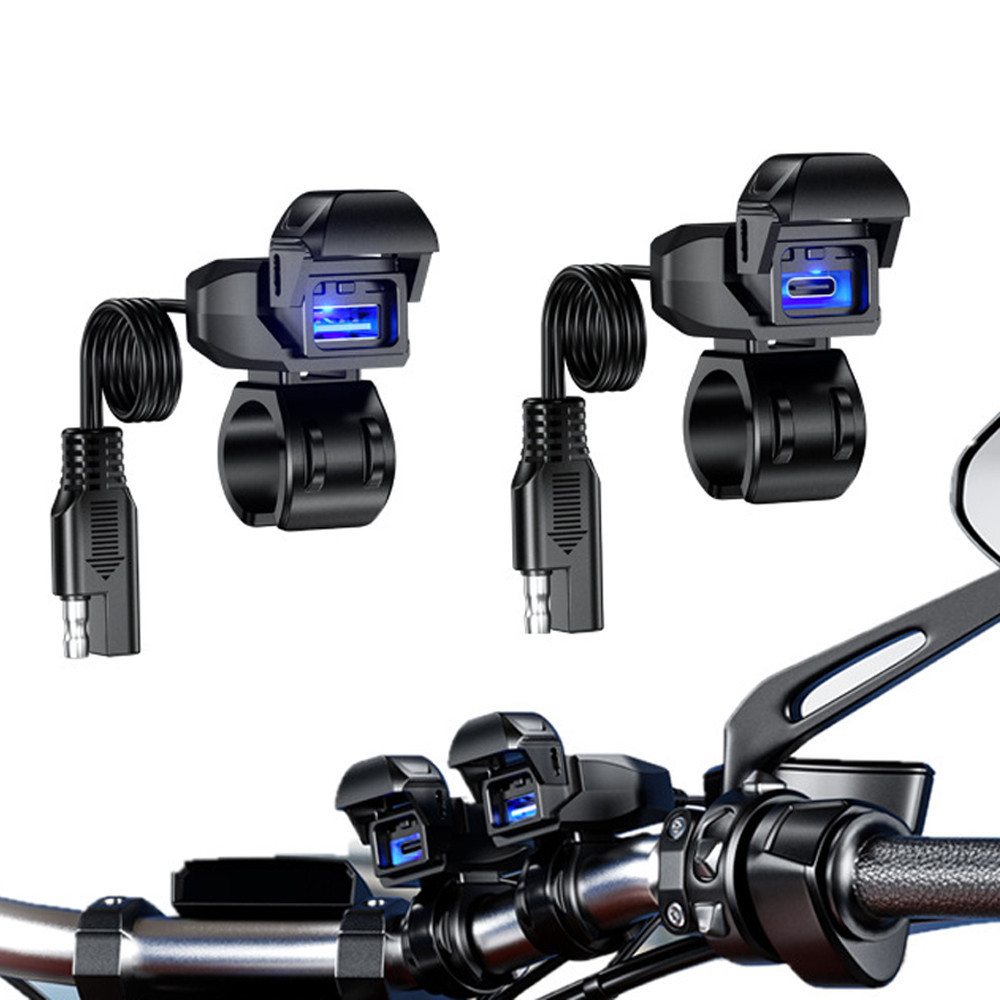 อะแดปเตอร์ชาร์จ USB SAE เป็น USB DC 9V-24V กันน้ํา พร้อมหน้าจอ LED และสวิตช์เปิด ปิดอัตโนมัติ สําหรับรถจักรยานยนต์