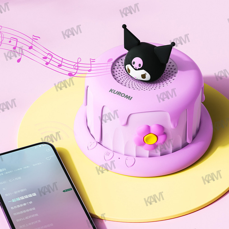 Kam 2024 Sanrio ลําโพงบลูทูธไร้สาย FY03 Kuromi Cake Design TWS Dual Computer Interconnect Lotso Cute Desktop Speaker Hello Kitty 360 องศา สเตอริโอรอบทิศทาง ห้องนอน