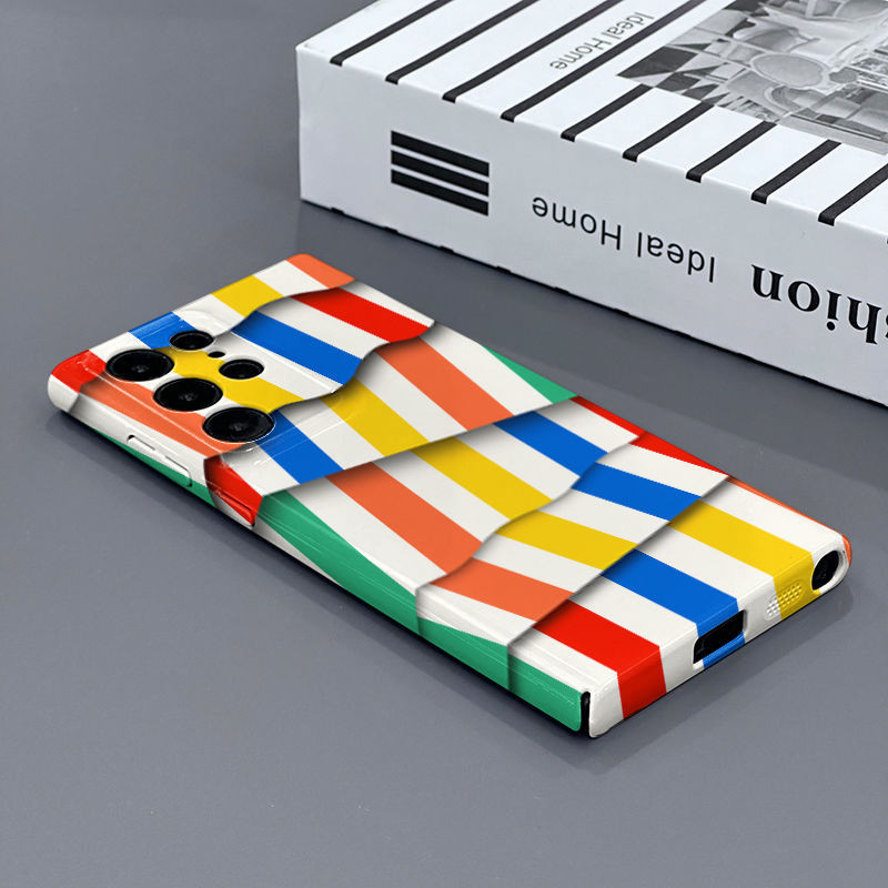 Samsung S25Ultra เคสโทรศัพท์มือถือแบบแข็ง กันกระแทก ลายทาง 3D หลากสี สําหรับ Samsung S24 Ultra S24 P