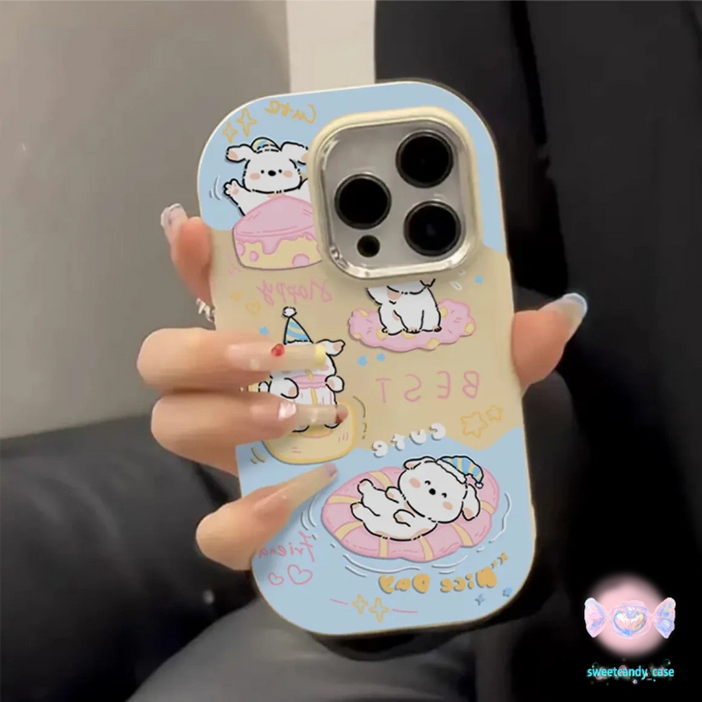 [จัดส่งในพื้นที่] เคสโทรศัพท์โลหะลูกสุนัขว่ายน้ำเข้ากันได้กับ iPhone x XR XS 11 13 15 12 PRO MAX 6 7 8 14 15 PLUS cover