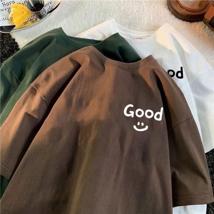 เสื้อยืดแขนสั้น แขนห้าส่วน พิมพ์ลายตัวอักษร ทรงหลวม ออกแบบดี แบบทันสมัย สําหรับผู้ชาย และผู้หญิง และนักเรียน