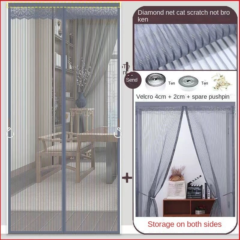 70-140X210cm ม่านแม่เหล็กกันยุง ม่านกันยุงประตู ไฟเบอร์กลาส 70-140X210cm ซม. แถบแม่เหล็ก 16 คู่ ตีนตุ๊กแกติดรอบแน่นมาก