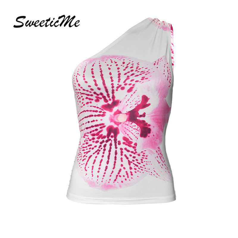 Sweeticme เสื้อกล้ามลําลอง พิมพ์ลาย พอดีตัว เข้ากับทุกการแต่งกาย แฟชั่นสําหรับผู้หญิง 2024