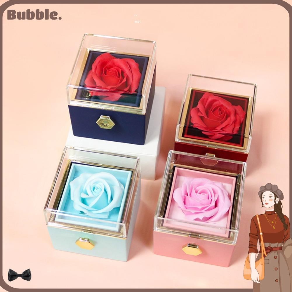 Bubble กล่องเครื่องประดับ กล่องของขวัญ กล่องสบู่ อะคริลิคใส รูปดอกกุหลาบ หมุนได้ สร้างสรรค์ สําหรับวันวาเลนไทน์