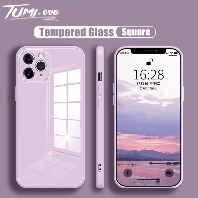 ของแท้ เคสโทรศัพท์มือถือกระจกนิรภัย ซิลิโคนเหลว สําหรับ IPhone 13 12 11 Pro Max X XS Max XR SE 2020 7 8 Plus 13ProMax