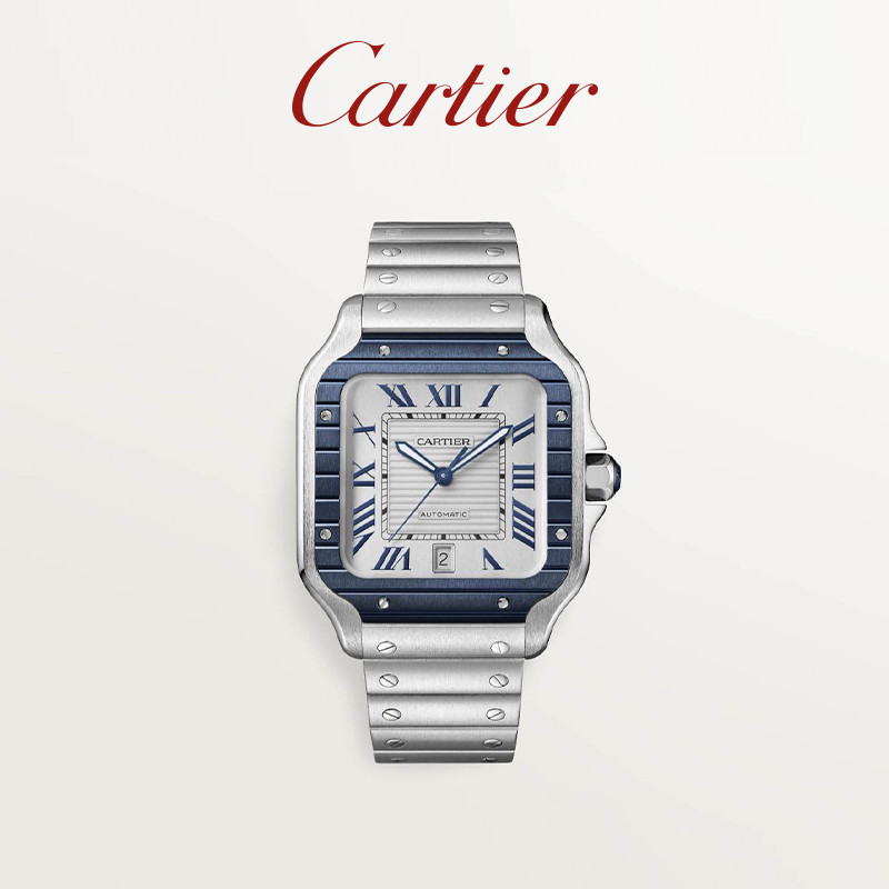 Cartier Cartier Santos นาฬิกาข้อมือ สายสแตนเลส เคลือบ PVD