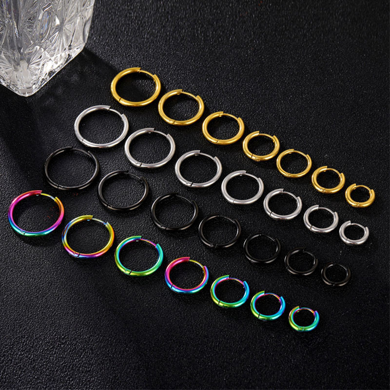 1pc 2.5 มม.รอบ Stainles เหล ็ ก Hoop ต ่ างหูผู ้ หญิงผู ้ ชายรอบกระดูกอ ่ อนหูเจาะเครื ่ องประดับของขวัญ