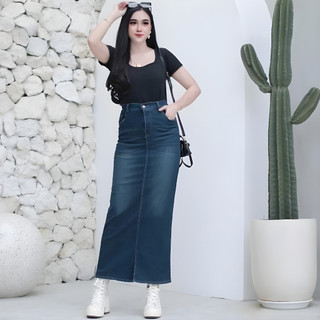 CESSA ROK SPAN JEANS // SKIRT JEANS BELAH WANITA