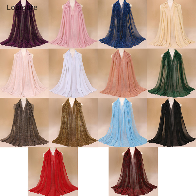 Llph 1 ชิ้น ผ้าพันคอ กลิตเตอร์ ผู้หญิงมุสลิม ชิมเมอร์ ฮิญาบ ย่น ผ้าคลุมไหล่ เงา อิสลาม ผ้าคลุมศีรษะ บาง โปร่งใส ผู้หญิง อุปกรณ์ปาร์ตี้ LLP