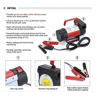 เครื่องสูบน้ำมัน มีให้เลือก 12V/24V หรือ 220V ปั๊มดูด ใช้สำหรับปั๊มดีเซล น้ำมั
