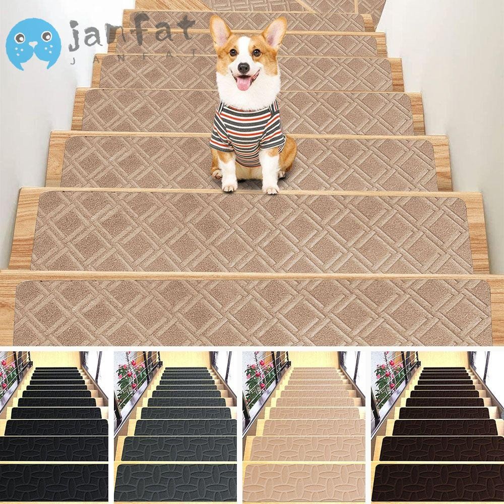 Janfat บันได,ลื่นความปลอดภัยบันไดพรม,แฟชั่น Self-กาว Soft Stripe 76X20 ซม.แผ่นป้องกันตกแต่งบ้าน