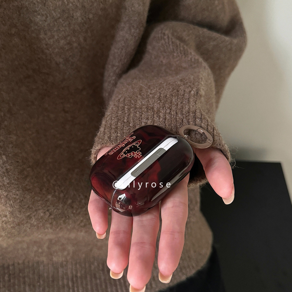 เคส IMD สําหรับ AirPods 4 [2024] เคสป้องกัน AirPods 3 เคสหูฟัง Apple AirPods 2 รุ่นที่สองและรุ่นที่สามบลูทูธ Soft Star Neck Smudge Burgundy KT Cat - รูปที่ 4