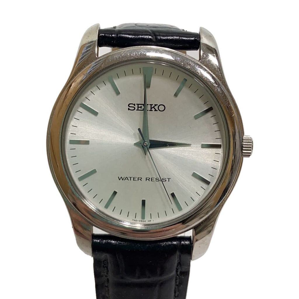 Seiko(ไซโก) SEIKO Men's Watch Quartz Analog Leather SLV BLK 7N01-0DE0 Direct from Japan Secondhand