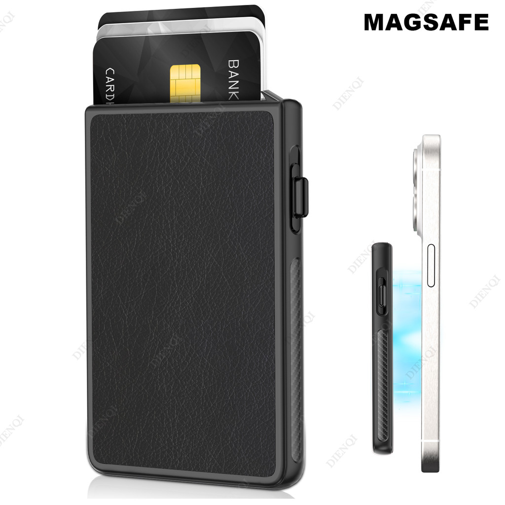 ผู้ถือบัตรโทรศัพท์มือถือ MagSafe Case Slim Wallet อัตโนมัติ Pop Up Magnetic Phone Cardholder ใช้งานร