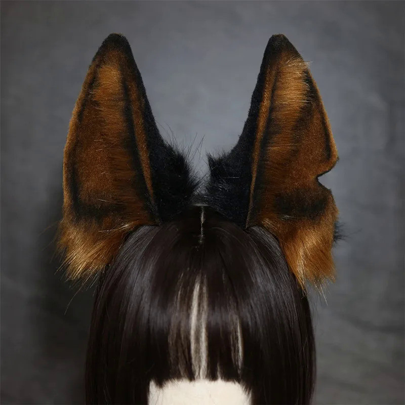 New Custom Halloween Furry Wolf Ear Headdress Simulation Anubis Hu Lang Ear Hair Hoop Beast Ear Cosp