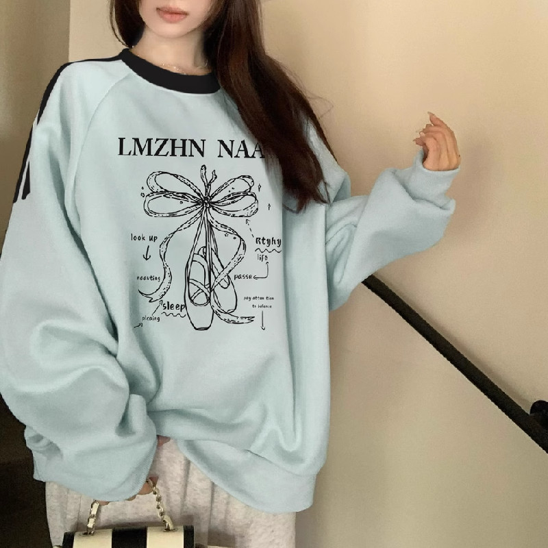 Solovely ผู้หญิง สไตล์เกาหลี แขนยาว คอกลม เสื้อกันหนาว โอเวอร์ไซส์ เสื้อสเวตเตอร์